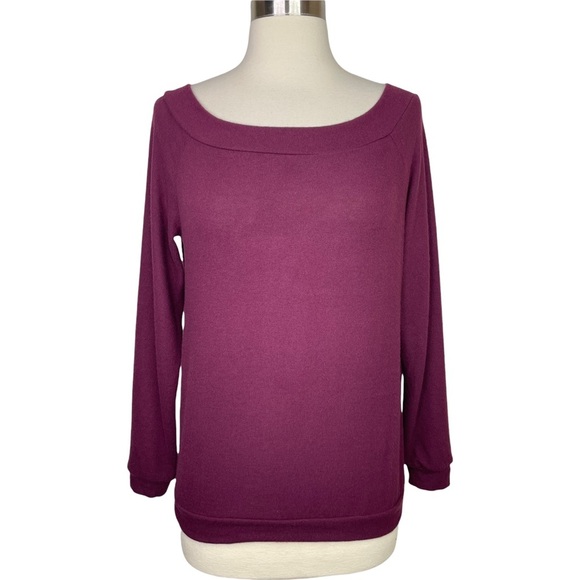 Copper Key Plum Long Sleeve Brushed Knit Top, Small - Picture 1 of 12